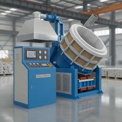 kupić Indukcyjny piec topniczy średniej częstotliwości o pojemności 0,5 tony do szybkiego topienia stopów aluminium z hydraulicznym systemem przechylania produkcja online